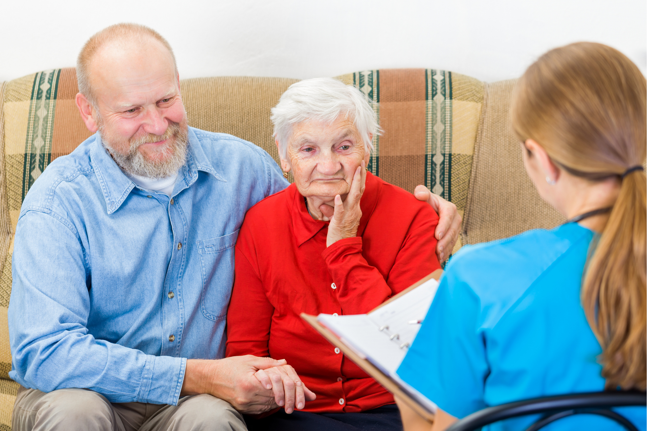 family with health care worker